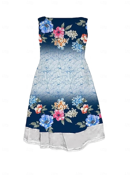 Women's Midi Dress Tank Dress Fashion Classic Daily Outdoor Weekend Regular  Fit Graphic Color Gradient Sleeveless Crew Neck White Spring Fall 2026 -  $21.99