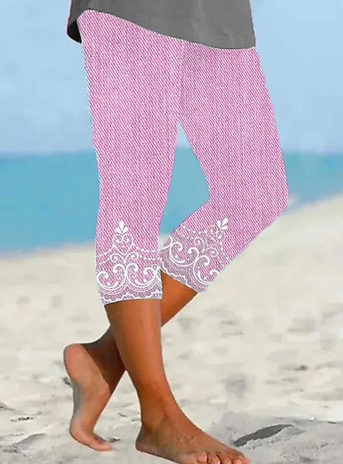 Women's Leggings Vacation Vintage Fashion Capris High Waist Floral