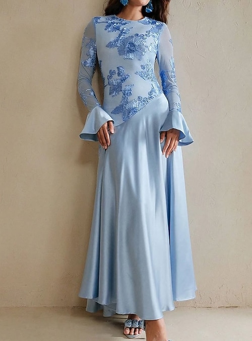 strapless open back dress Black Satin Long Sleeve Formal Evening Dress – The Dress Outlet main image 0