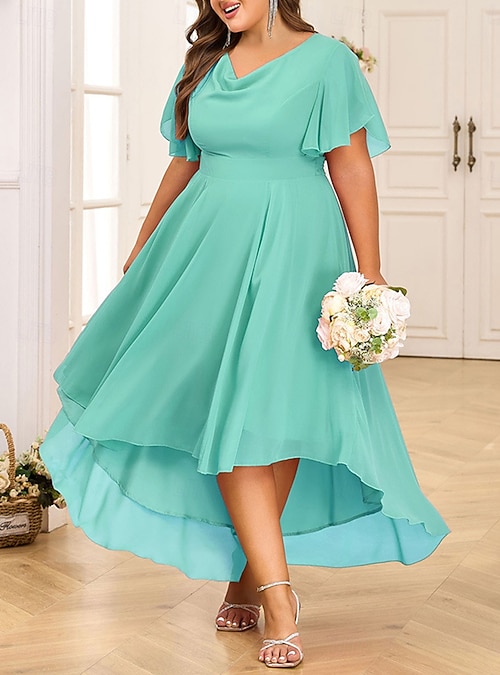 wells cotton poplin a-line midi-dress Plus-Size Black Wedding-Guest Dress with Cap Sleeves PromGirl