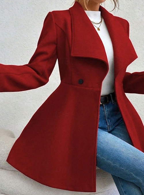 Damen Mantel Warm Bequem Tasche Knöpfe Mode Einfach Outdoor Urlaub