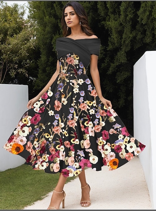 A-Line Tea Length Cocktail Dresses Party Dresses Elegant Celebrity Style  Princess Sleeveless Shirt Collar Garden Party Wedding Satin with Pleats  Ruched Embroidery 2026 - AU $305.89