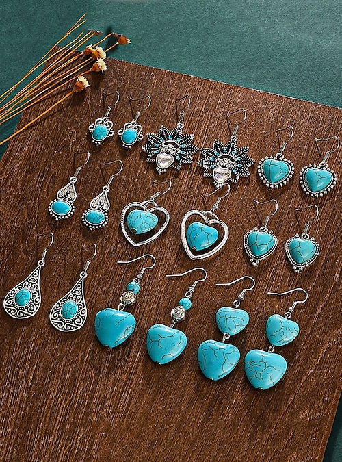 YFN Orecchini Pendenti A Cuore Turchese In Argento Sterling – Gioielli Moda Per Donne E Ragazze
