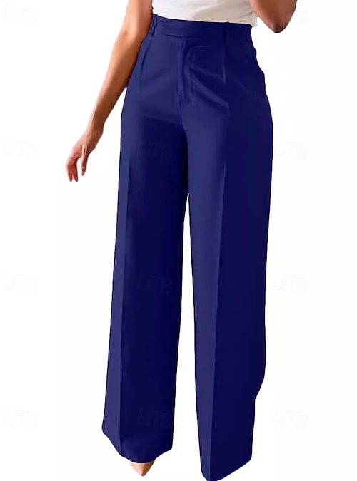 Women's Wide Leg Dress Pants Streetwear Casual Full Length Natural Plain  Pocket Elastic Waist Comfy Outdoor Comfortable Outdoor Streetwear Vacation  Dark Brown Wine Light Sky Blue Black Fall Regular 2026 - $24.99