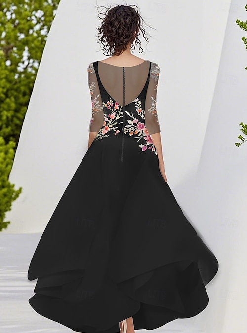 drop waist black formal dress Drop Waist Midi Dress with Volume Skirt main image 0
