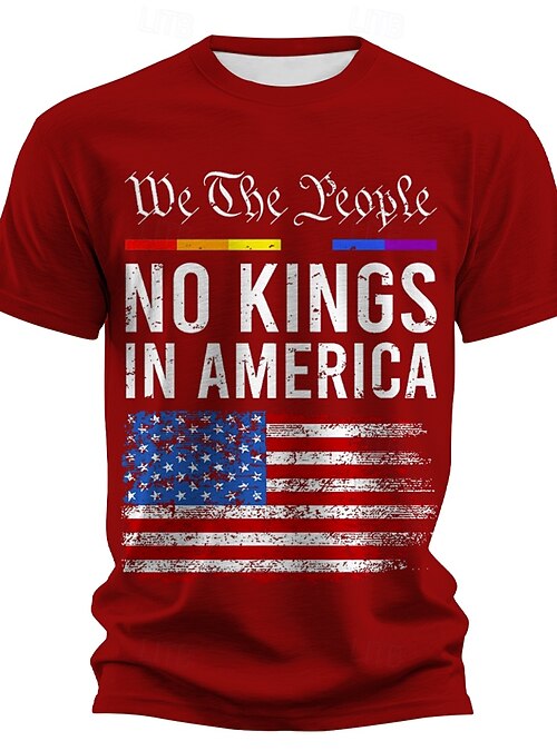 No Kings in America US Flag Vintage Men Women T-Shirt