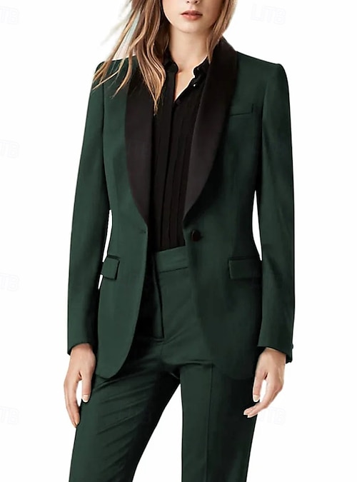 Women's 2 Pieces Suits Formal Wedding Guest Stretch Crepe Elegant Long  Sleeve Floor Length Shawl Lapel Single Breasted 2026 - $167.99