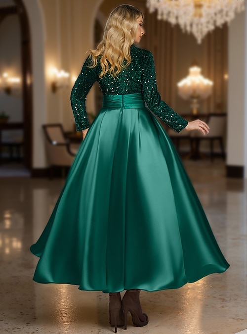 formal ankle length dresses Tulle Off Shoulder Knee Evening Lace Appliques Short Sleeves Embellishment Gaecuw Semi Formal Wedding Guest