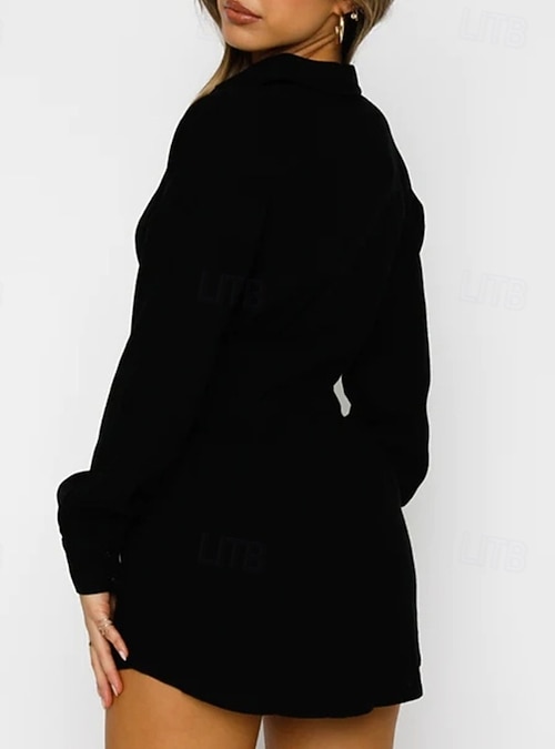 Women's Mini Dress Shirt Dress Classic Modern Daily Vacation Going out Regular Fit Plain Long Sleeve Shirt Collar Black White Summer 2026 - 25.99 Women's Mini Dress Shirt Dress Classic Modern Daily Vacation Going out Regular Fit Plain Long Sleeve Shirt Collar Black White Summer 2026 - 25.99