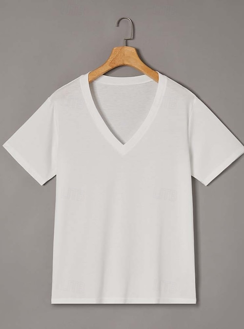 Men's T Shirt Tee Top Short Sleeves V Neck Summer Plain