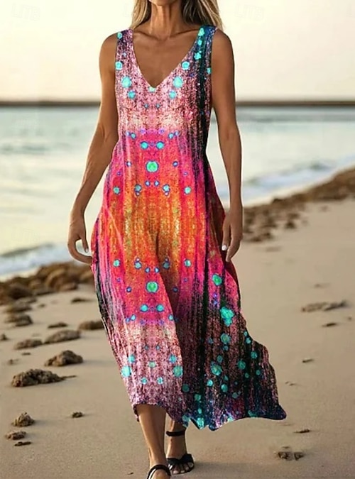 casual tank maxi dress Casual Fit & Flare Ribbed Tank Maxi Dress XS / Teaberry Pink / 63% Viscose 27% Nylon 10% Spandex