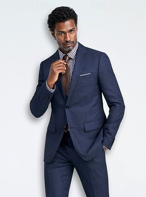Men's Suits Business Wedding Burgundy Navy Blue Spring, Fall, Winter,  Summer Suit Notch Lapel Formal WorkWear Solid Colored Standard Fit 2 Piece  Single Breasted Two-buttons 2026 - 99.99