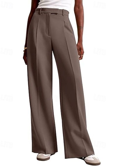 Women's Wide Leg Dress Pants Fashion Work Full Length Natural Plain Zipper Outdoor Comfortable Formal Office / Career Dark-Gray Wine Apricot Grey Fall Regular Fit 2026 - 28.99 Women's Wide Leg Dress Pants Fashion Work Full Length Natural Plain Zipper Outdoor Comfortable Formal Office / Career Dark-Gray Wine Apricot Grey Fall Regular Fit 2026 - 28.99