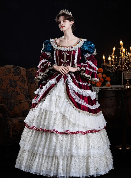masquerade maxi dress Vintage Rococo Renaissance Maxi Dress Normal Juliet Sleeve Princess Bride  Pleated Flounced Princess Round Neck Fancy Dress Women's Halloween Carnival  Masquerade Party Halloween Performance Adults 2026