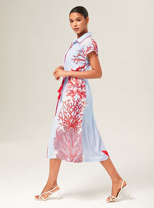 coral shirt dress womens Tropical Sea Turtle Shirt Dress for Women Lightweight Beach Cover Up with Coral Print (Pink,4X-Large) at Amazon Women's Clothing store