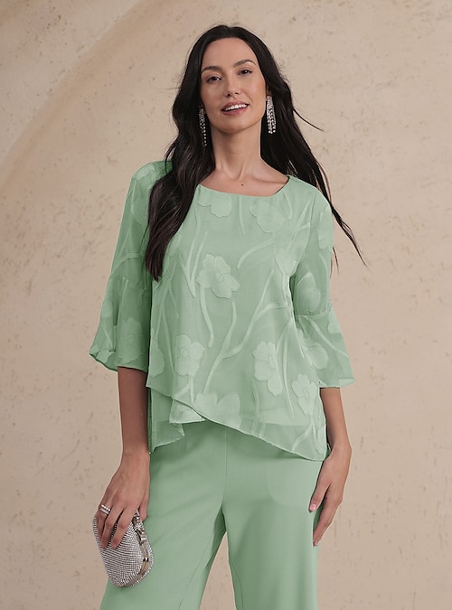 Women's Lace Shirt Blouse Dressy Tops Chiffon Tops Solid Color