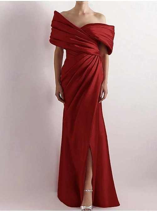 Mermaid Trumpet Floor Length Prom Dresses Evening Gown Ball Gown Formal  Dress Elegant Celebrity Style Red carpet Sleeveless Off Shoulder Evening  Party Garden Party Satin with Ruched Slit 2026 - $159.99