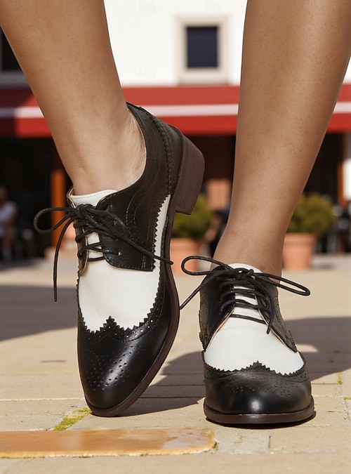 womens vintage dress shoes Women's Oxfords in Brown & Beige Leather | Women Swing Dance | Shoes | Customized these smart and stylish shoes are crafted from suede and smooth leather in coordinated shades Oyedens Womens Platform Wedge Mary