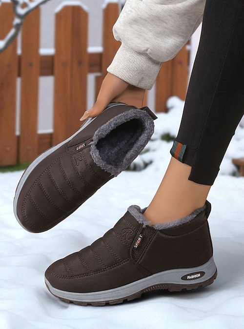 Women's Burgundy Waterproof Fleece-Lined Winter Boots Warm Slip-On Snow Shoes with Anti-Slip Sole for Cold Weather, Outdoor Walking & Casual Daily Wear 2026 - $26.99 Women's Burgundy Waterproof Fleece-Lined Winter Boots Warm Slip-On Snow Shoes with Anti-Slip Sole for Cold Weather, Outdoor Walking & Casual Daily Wear 2026 - $26.99