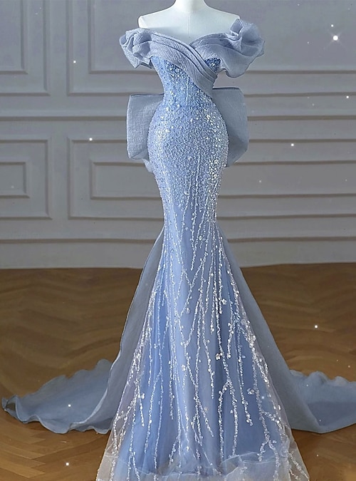 trumpet/mermaid sleeveless off-the-shoulder sweep/brush train lace tulle dresses White Wedding Dress 2026 Tulle Mermaid Long Off-the-Shoulder Glamlora