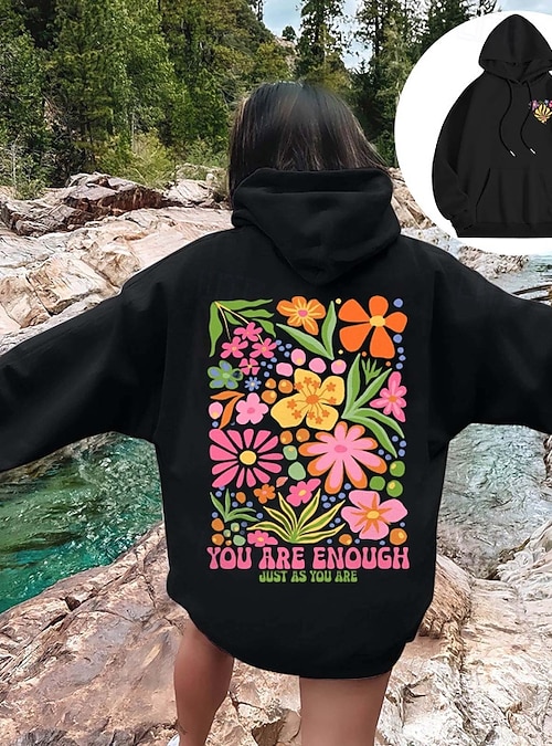 Women's Pullover Hoodie Sweatshirt Floral Streetwear Casual Long