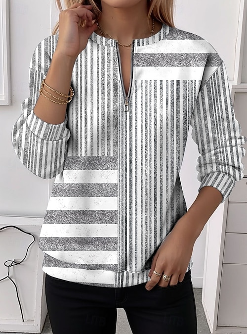 Maglione Casual Da Donna Blu Maniche Lunghe Girocollo, Tunica Ampia Per Autunno Inverno, Taglia Large