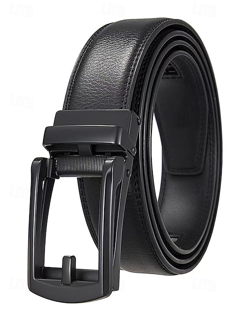 Leather Dress Belt with Automatic Buckle for Business Wear BAYINDA Genuine Leather Ratchet Dress Belt for Mens, Casual  main image 4