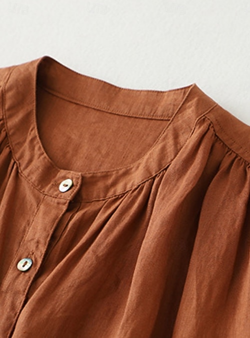 Women's Midi Dress Cotton Dress Summer Dress Casual Daily Regular Fit Plain  Short Sleeve Crew Neck Black Brown Apricot Summer 2026 - $34.99