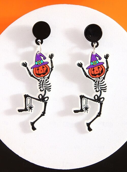 Orecchini A Forma Di Fantasma In Acrilico Per Halloween - 3 Design Divertenti Con Zucca E Fantasmi, Leggeri, Ipoallergenici, Regalo Spettrale Per Donne - 3