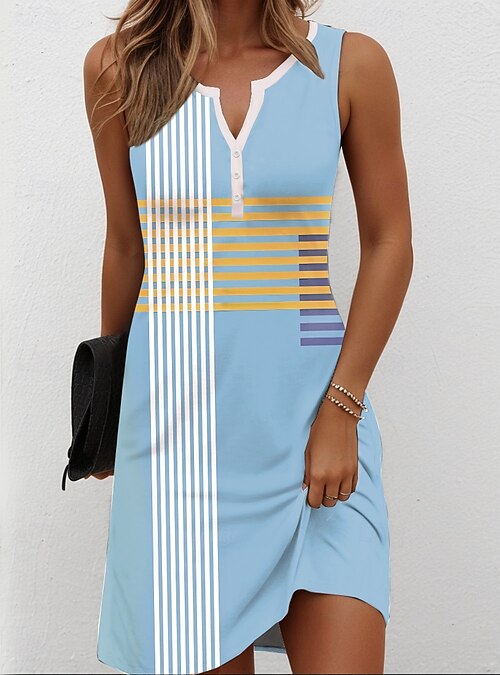 Women's Mini Dress Shift Dress Sundress Off The Shoulder Dress Vacation  Casual Beach Daily Party Holiday Regular Fit Ombre Graphic Geometric  Sleeveless V Neck Blue Yellow Red Orange Summer Spring 2026 - 24.99
