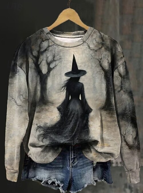 Sweat Halloween Femme - Sweatshirt Chic à Imprimé Citrouille, Confortable Pour Automne