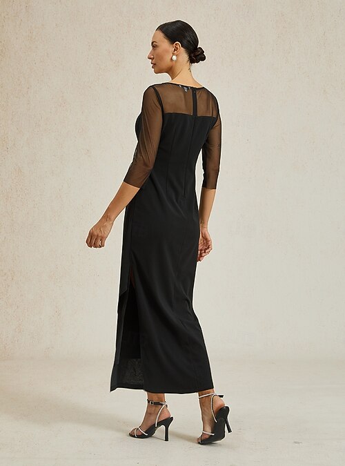 long sleeve maxi dress birthday La Belle Gina Rhinestone Cut Out Comfortable Elegant Wedding Birthday  Holiday Special Occasion Anniversary Long Sleeves Maxi Dress-White