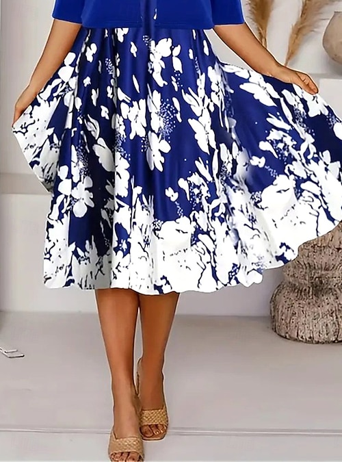 Women's Two Piece Dress Sets Midi Dress with Jacket Elegant A Line