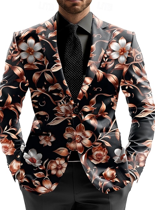 Men's Blazer Jacket Formal Stylish Casual Daily All Seasons 70%POLYESTER25%COTTON5%SPANDEX Weaving Floral 3D Print Buttons Comfortable Single Breasted Men's Blazer Jacket Formal Stylish Casual Daily All Seasons 70%POLYESTER25%COTTON5%SPANDEX Weaving Floral 3D Print Buttons Comfortable Single Breasted