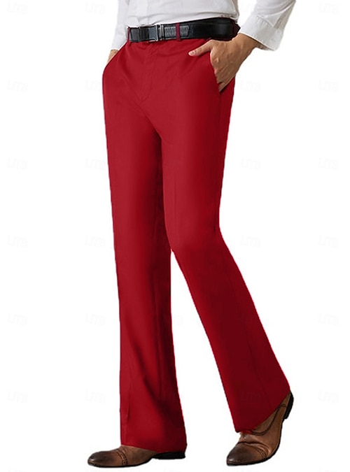 Men's Graduation Dress Pants Flared Pants Trousers Suit Pants Pocket Plain  Comfort Breathable Outdoor Daily Going out Fashion Casual Black White 2026  - GBP 28