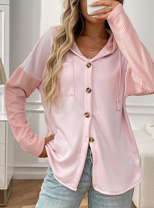 Mulheres Jaqueta de Camisa Confortável Patchwork Vintage Simples