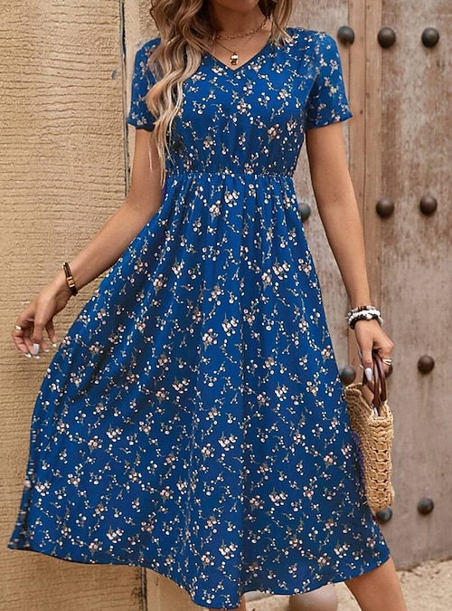 brown dress with blue flowers Natalia Blue Floral Printed Strapless Maxi Dress main image 1