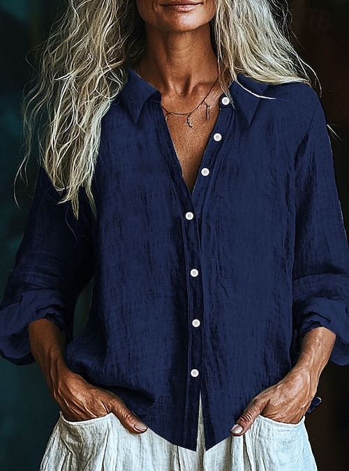 Per donna Camicia Blusa con texture Camicie ispirate al lino Blusa