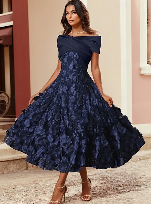 A-Line Tea Length Cocktail Dresses Party Dresses Elegant Celebrity Style Princess Sleeveless Shirt Collar Garden Party Wedding Satin with Pleats Ruched Embroidery 2026 - CAD $284.99 A-Line Tea Length Cocktail Dresses Party Dresses Elegant Celebrity Style Princess Sleeveless Shirt Collar Garden Party Wedding Satin with Pleats Ruched Embroidery 2026 - CAD $284.99