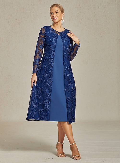 Women's Blazer Caot Jacket Lace Embroidered Sequin Elegant Floral Formal  Anniversary Party Wedding Guest Open Front Long Crewneck Regular Fit Long  Sleeve Outerwear Navy Blue Spring Fall 2026 - $49.99