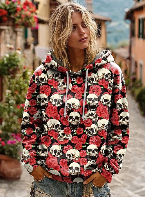 Hoodie Oversize Pullover Dunkelrot Kapuzenpullover Weinrot