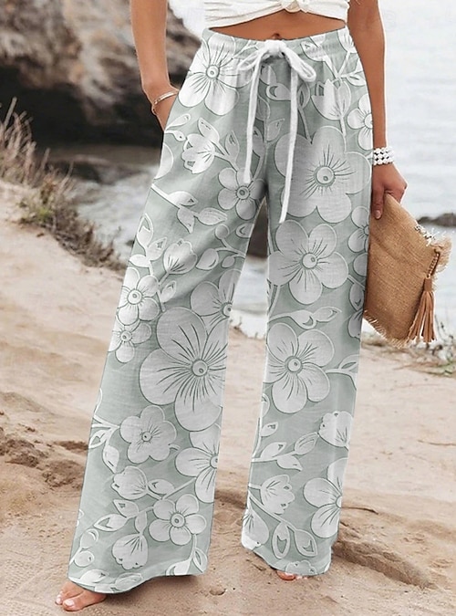Women's Wide Leg Pants Trousers Vacation Casual Long High Waist
