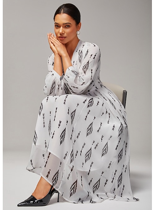 black and white chiffon dress Black Halter White Chiffon Long Dress – Ohmollydress main image 1