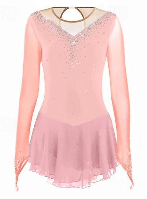 Figure Skating Dress Women's Girls' Ice Skating Dress Light Blue Black  White Patchwork Mesh High Elasticity Competition Skating Wear Jeweled  Rhinestone Long Sleeve Ice Skating Figure Skating 2026 - $144.99