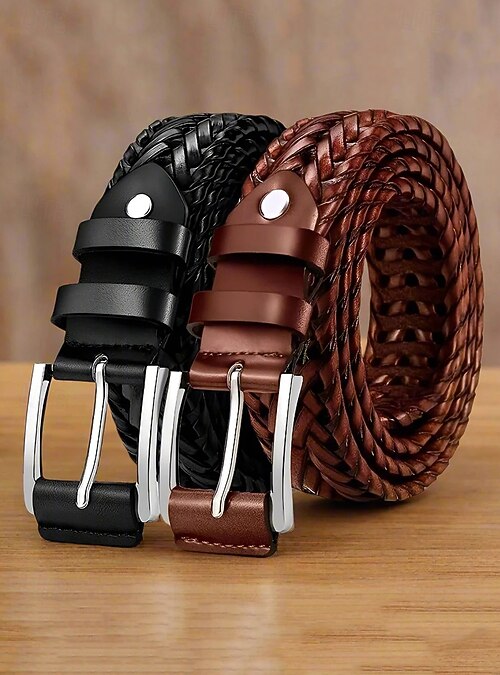 Genuine Leather Braided Belt with Durable Buckle Gap Mens Genuine Leather Braided Belt Size 38 Black With  main image 4