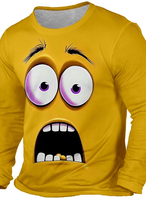 Homme Lion T-shirt manche longue T-shirt Impression 3D Col ras du