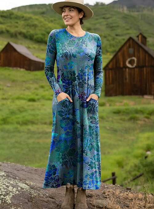 Women's Maxi Dress Sheath Dress T Shirt Dress Tee Dress Vacation Casual Daily Going out Loose Fit Floral Graphic Long Sleeve Crew Neck Blue Red Purple Green Spring Fall Winter 2026 - $32.99 Women's Maxi Dress Sheath Dress T Shirt Dress Tee Dress Vacation Casual Daily Going out Loose Fit Floral Graphic Long Sleeve Crew Neck Blue Red Purple Green Spring Fall Winter 2026 - $32.99
