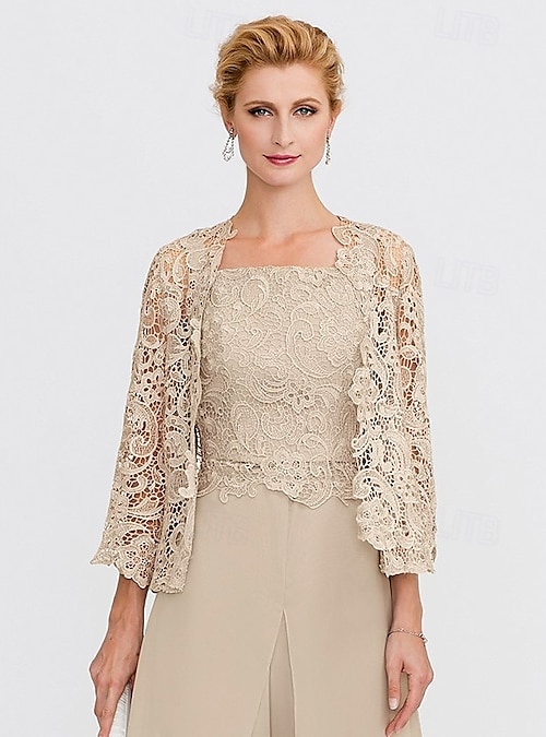 Mother's Wraps Bolero Coats / Jackets Elegant 3/4 Length Sleeve Floral Lace  Wedding Guest Wraps With Lace For Fall Wedding Event Formal Party Spring &  Summer Only Wraps dress to impress 2026 - 57.99