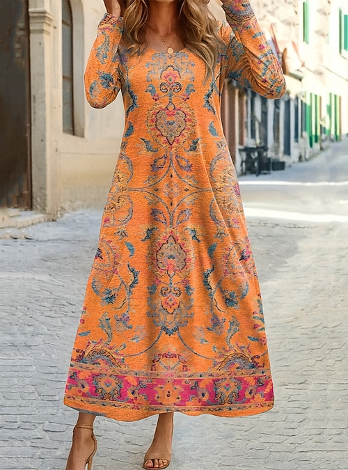 burnt orange maxi dress boho Camel Ruffle Detailed Tiered Velvet Maxi Dress – Aquarius Brand main image 0