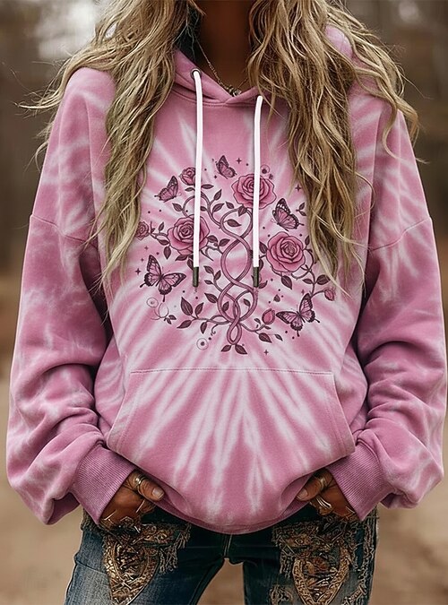 Per donna Pullover Felpe con cappuccio Tinta a nodi Moda